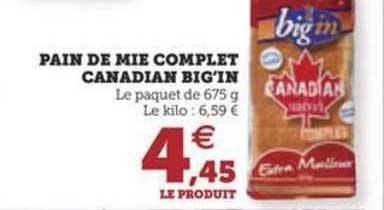 pain de mie complet canadian big'in