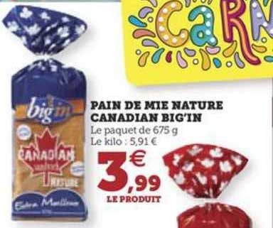 pain de mie nature canadian big'in