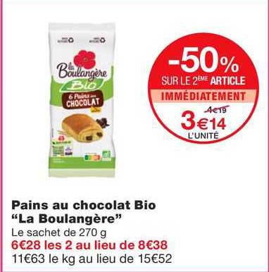 Pains Au Chocolat Bio "la Boulangère"