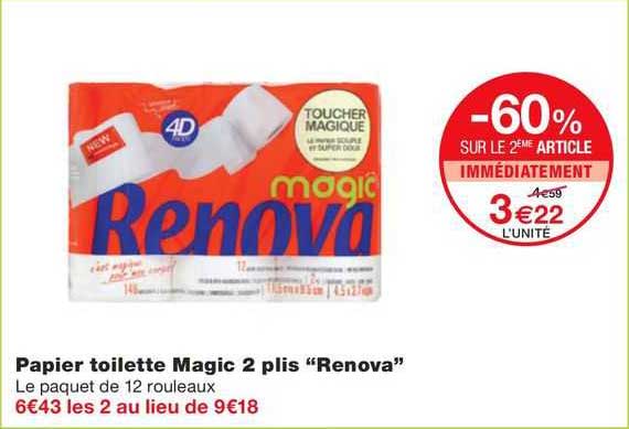 papier toilette magic 2 plis "renova"