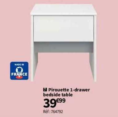 pirouette 1-drawer bedside table