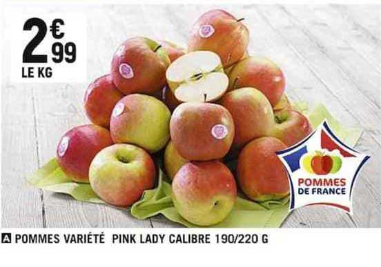 pommes variété pink lady calibre 190/220 g