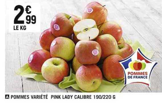 pommes variété pink lady calibre 190/220 g