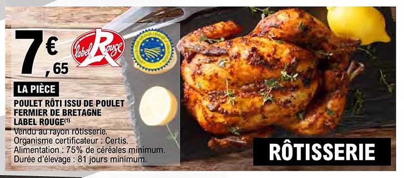 poulet rôti issu de poulet fermier de bretagne label rouge