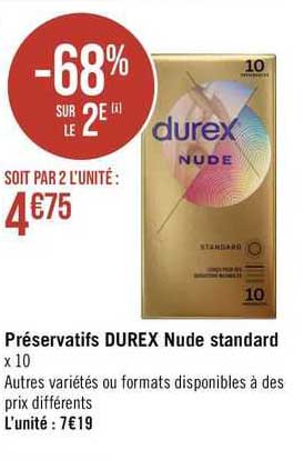 préservatifs durex nude standard