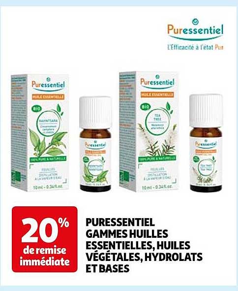 puressentiel gammes huiles essentielles, huiles végétales, hydrolats et bases