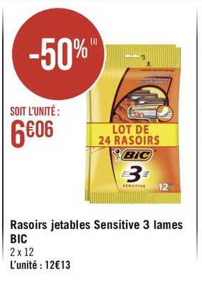 Rasoirs Jetables Sensitive 3 Lames Bic