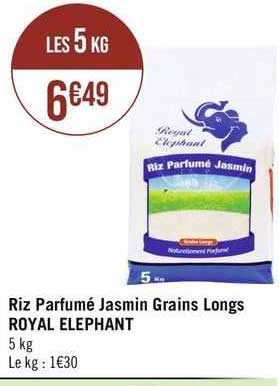 Riz Parfumé Jasmin Grains Longs Royal éléphant