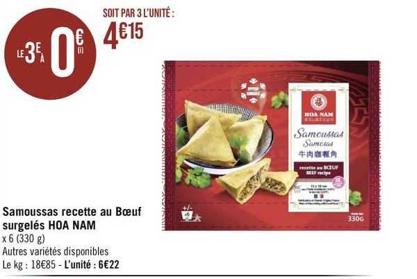 samoussas recette au boeuf surgelés hoa nam