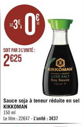sauce soja à teneur réduite en sel kikkoman