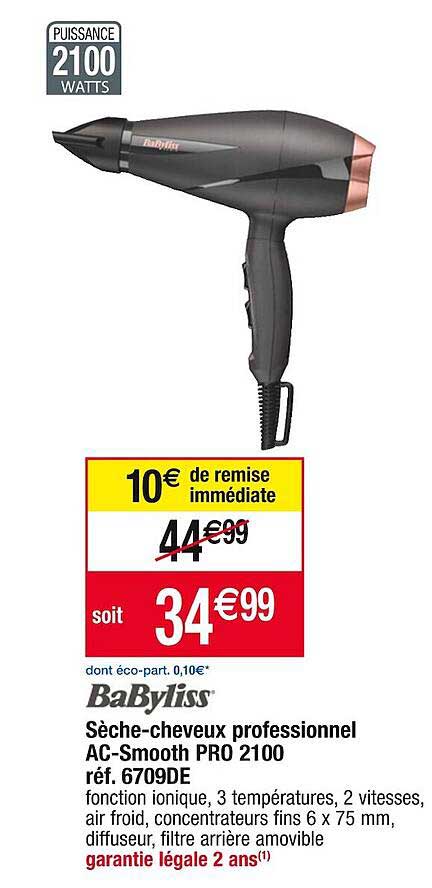 sèche-cheveux professionnel ac-smooth pro 2100 babyliss