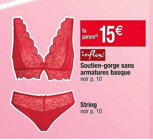 soutien-gorge sans armatures basque influx, string influx