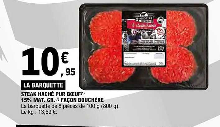 steak haché pur boeuf 15% mat gr façon bouchère