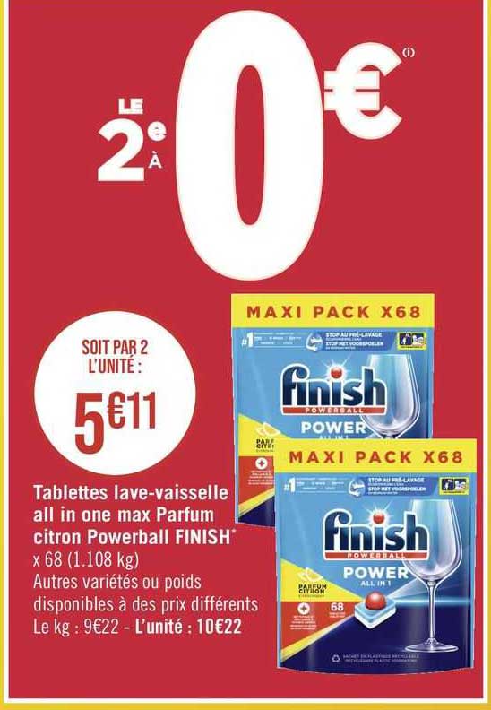 tablettes lave-vaisselle all in one maw parfum citron powerball finish