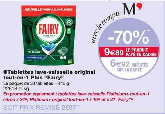 tablettes lave-vaisselle original tout-en-1 plus "fairy"