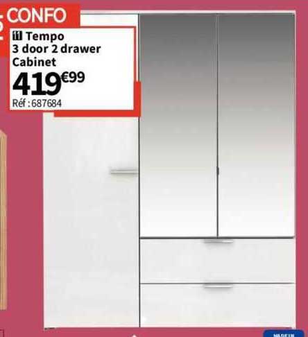 tempo 3 door 2 drawer cabinet