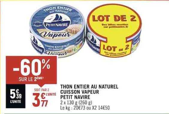 Thon Entier Au Naturel Cuisson Vapeur Petit Navire