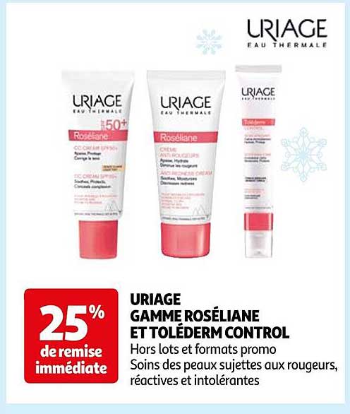 uriage gamme roséliane et toléderm control