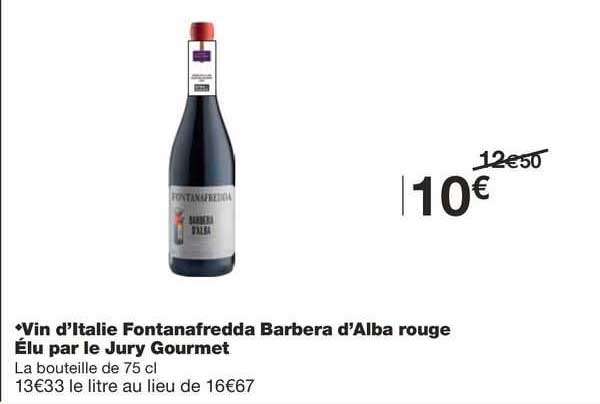 vin d'italie fontanafredda barbera d'alba rouge élu par le jury gourmet