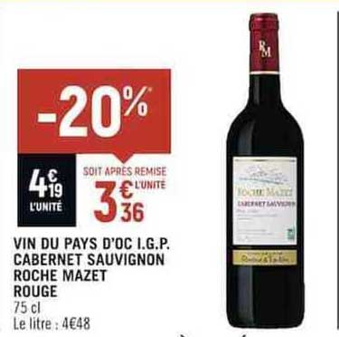 vin du pays d'oc i.g.p. cabernet sauvignon roche mazet rouge