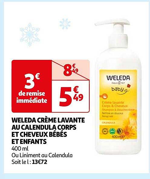 weleda crème lavante au calendula corps et cheveux bébés et enfants