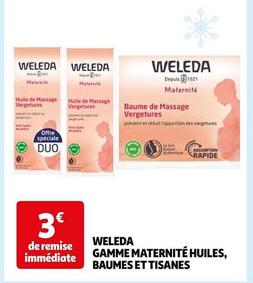 weleda gamme maternité huiles, baumes et tisanes