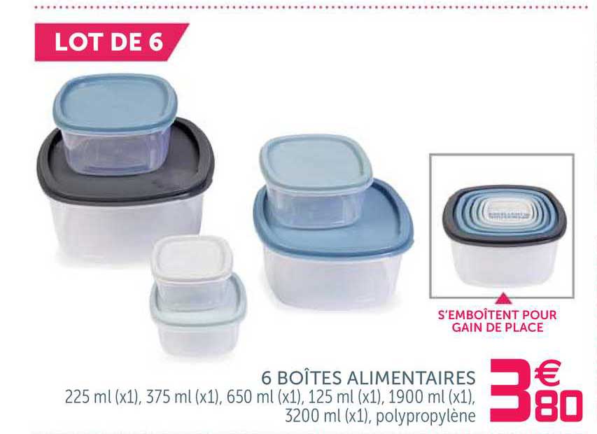 6 boîtes alimentaires