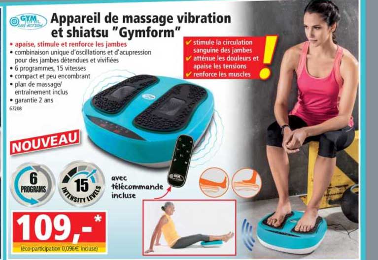 appareil de massage vibration et shiatsu "gymform"