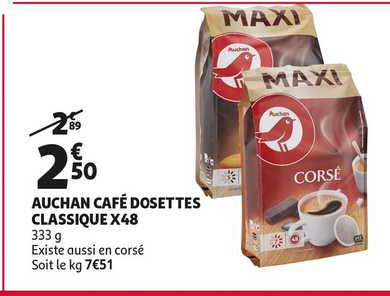 auchan café dosettes classique x48