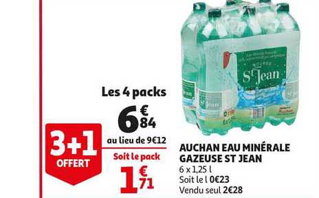 Auchan Eau Minérale Gazeuse St Jean