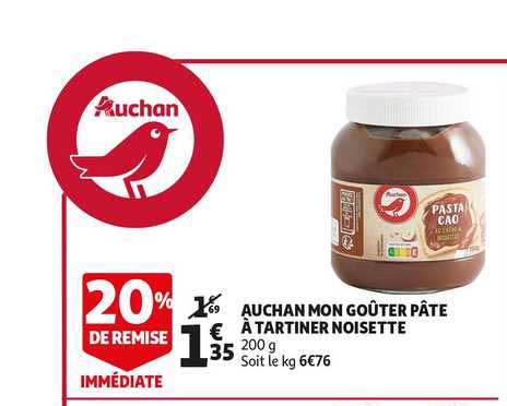 auchan mon goûter pâte à tartiner noisette