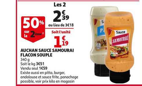 auchan sauce samourai flacon souple