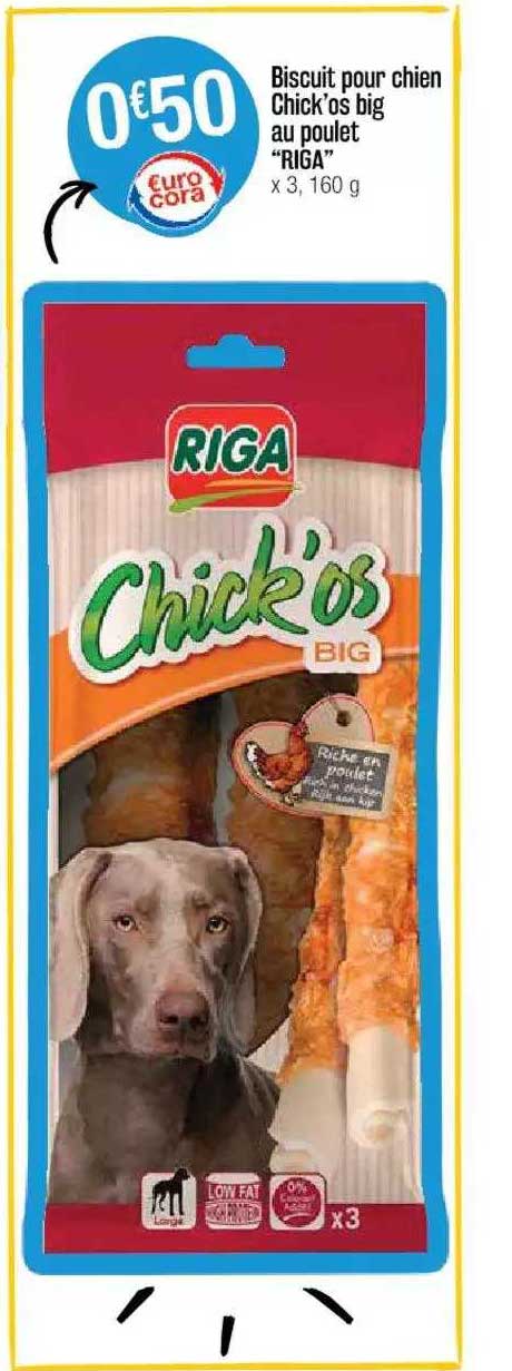 biscuit pour chien chick'os big au poulet "riga"