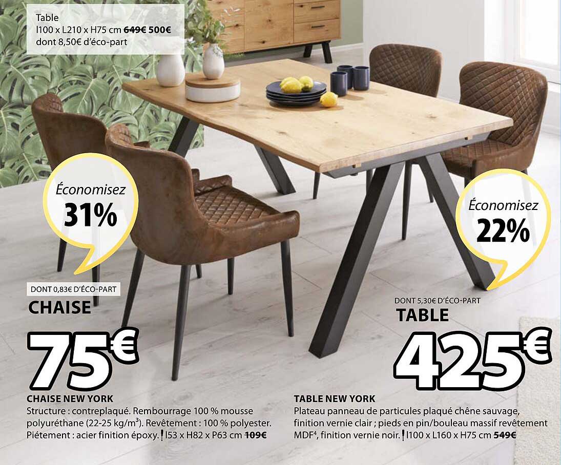 chaise new york, table new york