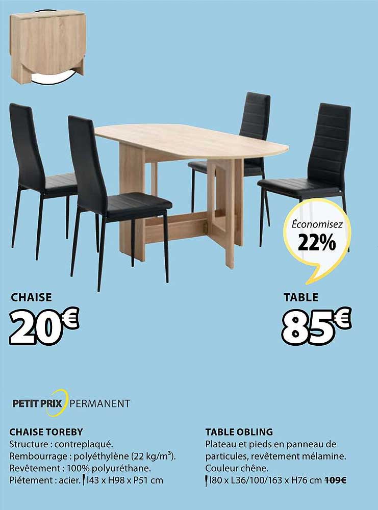 chaise toreby, table obling