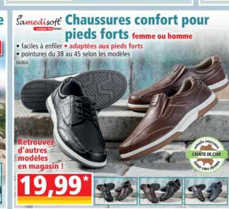chaussures confort pour pieds forts femme ou homme
