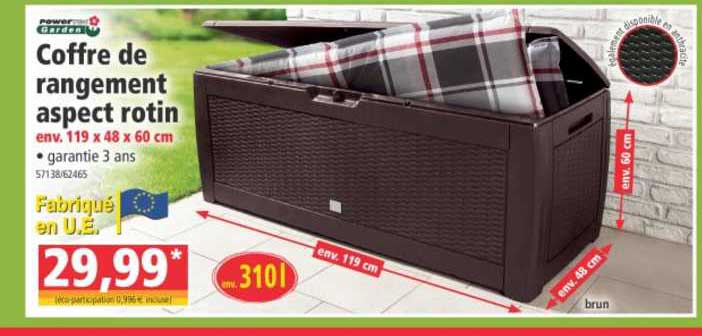 coffre de rangement aspect rotin