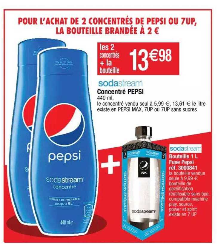 concentré pepsi sodastream, bouteille 1l fuse pepsi sodastream