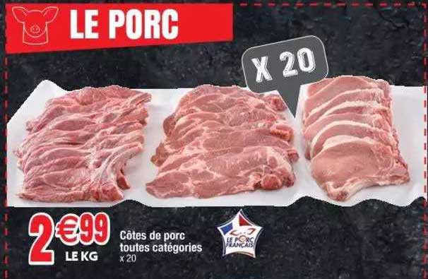 côtes de porc toutes catégories