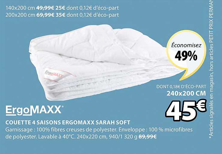 couette 4 saisons ergomaxx sarah soft