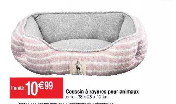 coussin à rayures pour animaux