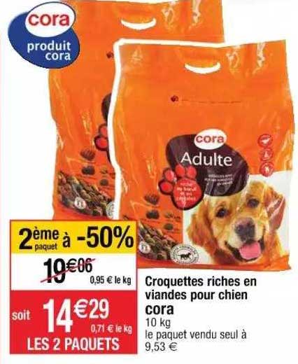 croquettes riches en viandes pour chien cora