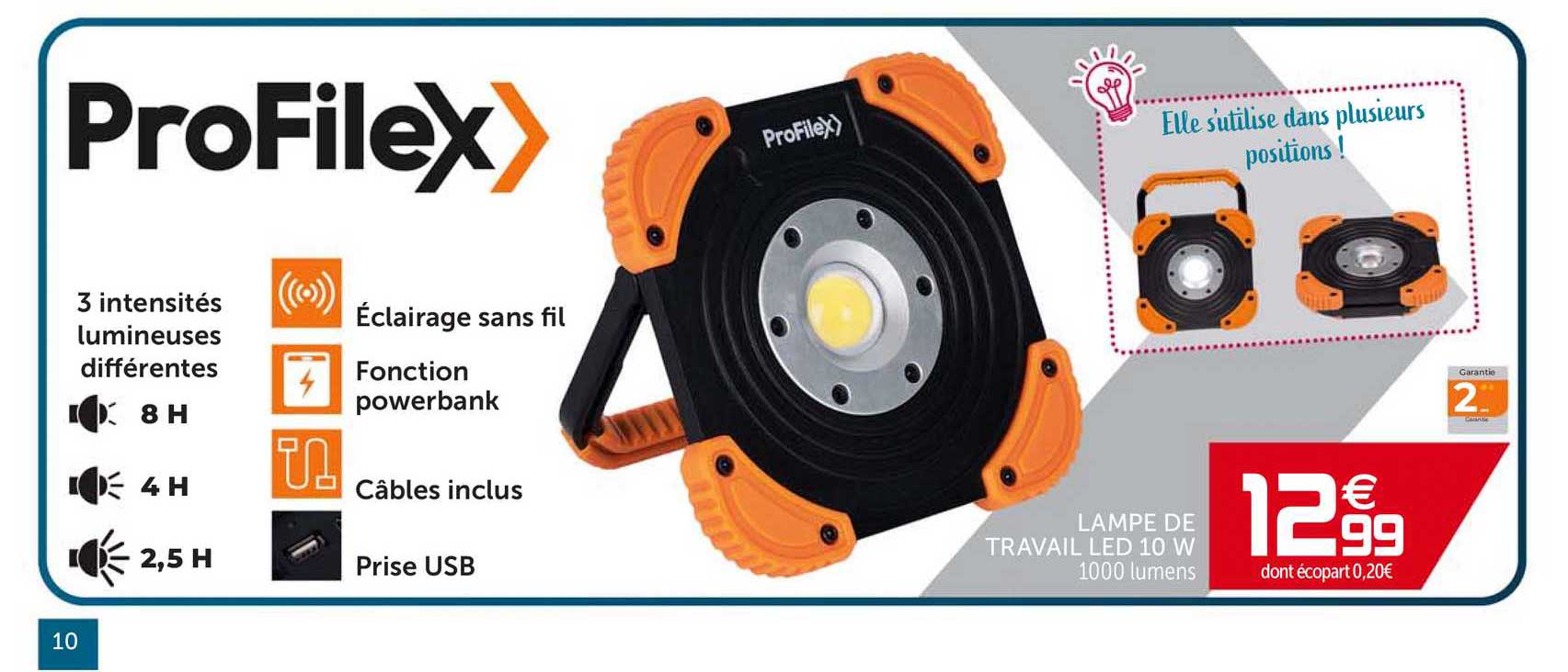 lampe de travail led 10w profilex