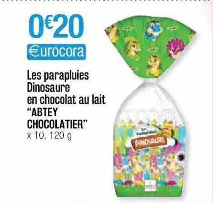 les parapluies dinosaure en chocolat au lait "abtey chocolatier"