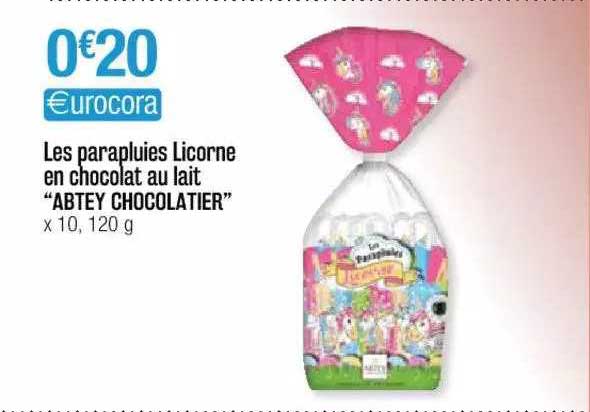 les parapluies licorne en chocolat au lait "abtey chocolatier"