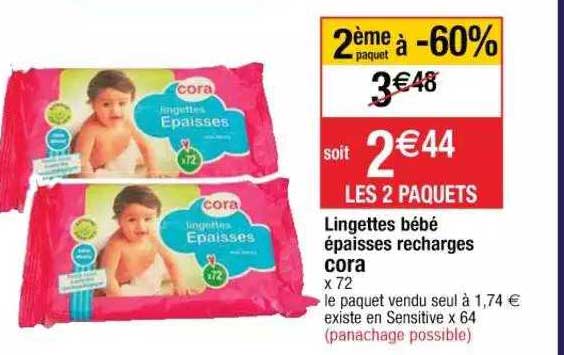 lingettes bébé épaisses recharges cora