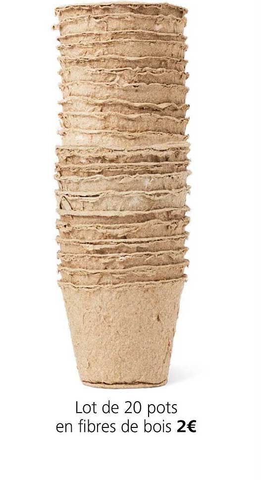 lot de 20 pots en fibres de bois