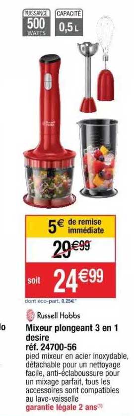 mixeur plongeant 3 en 1  desire russell hobbs