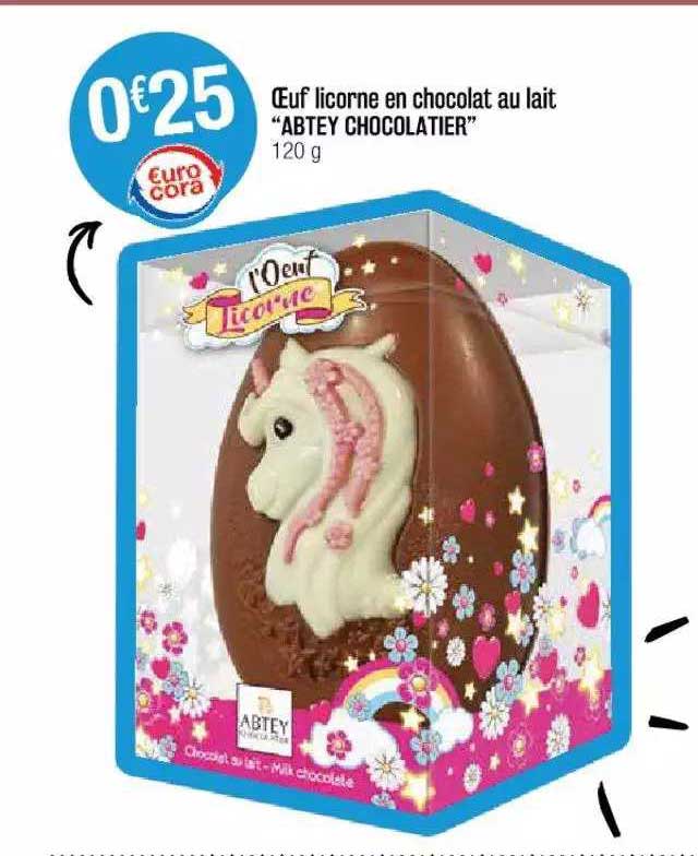 œuf licorne en chocolat au lait "abtey chocolatier"