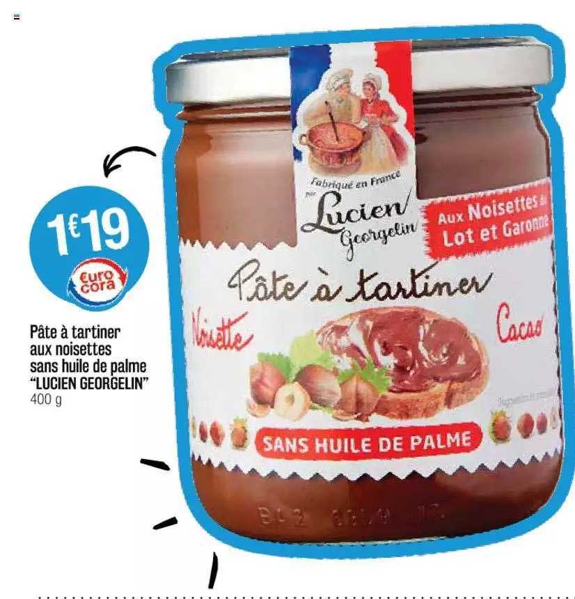 pâte à tartiner aux noisettes sans huile de palme "lucien georgelin"